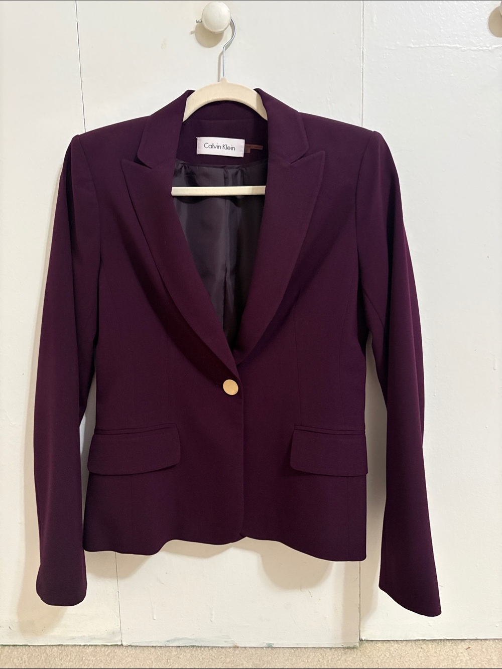 Calvin Klein Women's Deep Plum Single-Button Blazer